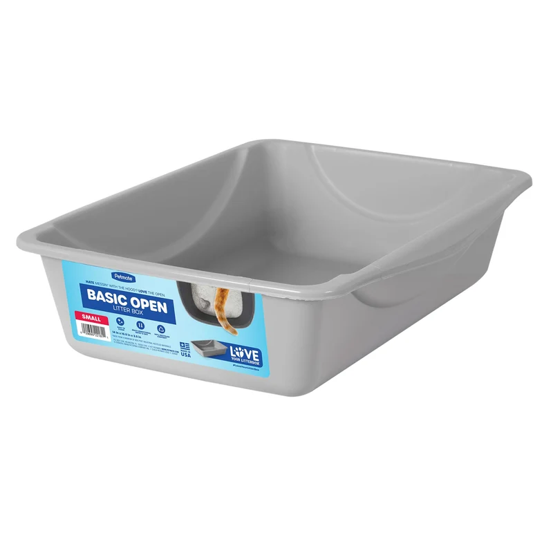 Petmate Litière Pan Ouvert Petite – Bleu/Gris, Fabriqué aux États‑Unis