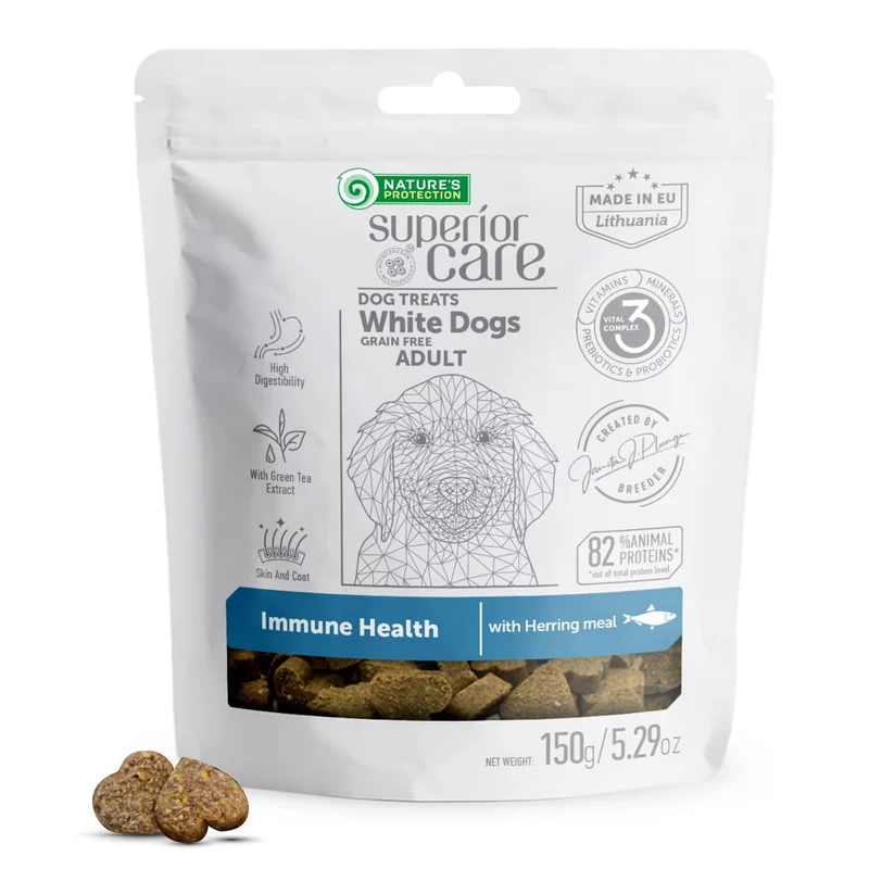 Nature's Protection Friandises Sans Céréales Faibles en Calories pour Chiens – Récompenses Fonctionnelles (Immunité et Entraînement), Hareng, 150 g, Fabriqué dans l'UE