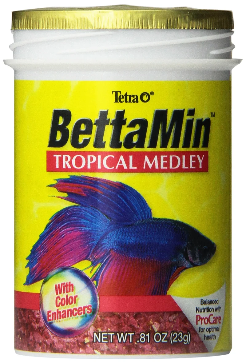 Flocons BettaMin de Tetra 16838 – Nourriture complète pour Betta splendens, 0,81 oz, Noirs et Gris