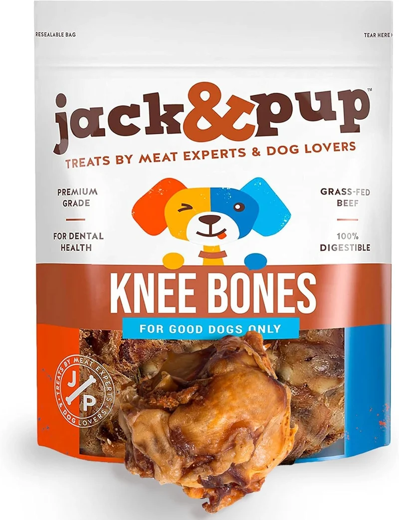 Jack&Pup Os de bœuf — Rotules pour chiens, mastication longue durée pour grands chiens (deux paquets)