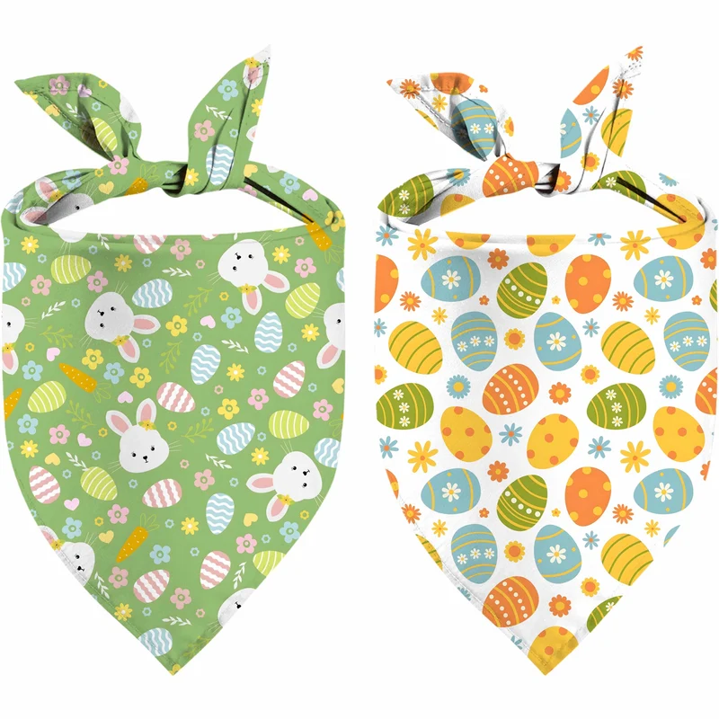 QIRUIMI Bandana Chien Paques – Lot de 2 Bandanas Ajustables pour Animaux