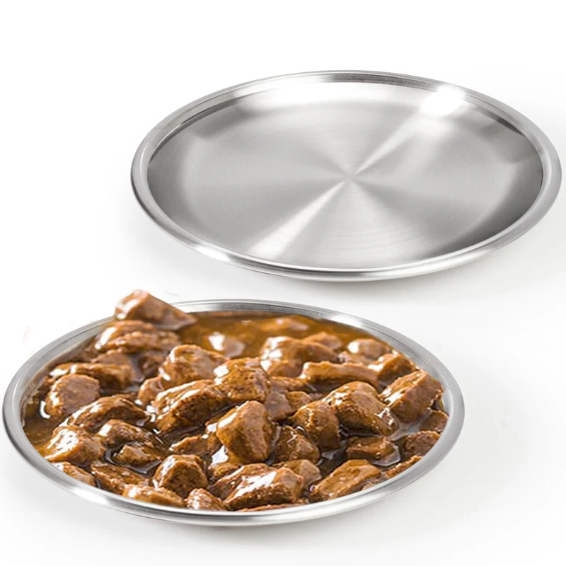 Harhana – Assiettes en Inox pour Chatons (2 Ensembles) – Bols Peu Profonds et Hygiéniques