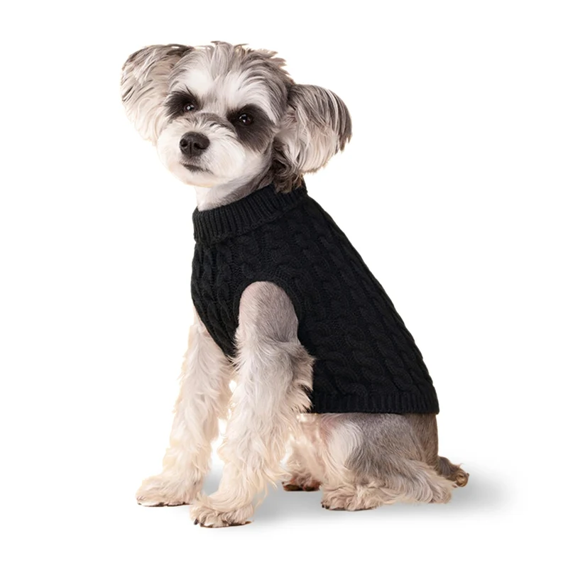 Krastmon Pull-Chien Noir Taille S – Pull-over Doux et Chaud pour Petits Chiens
