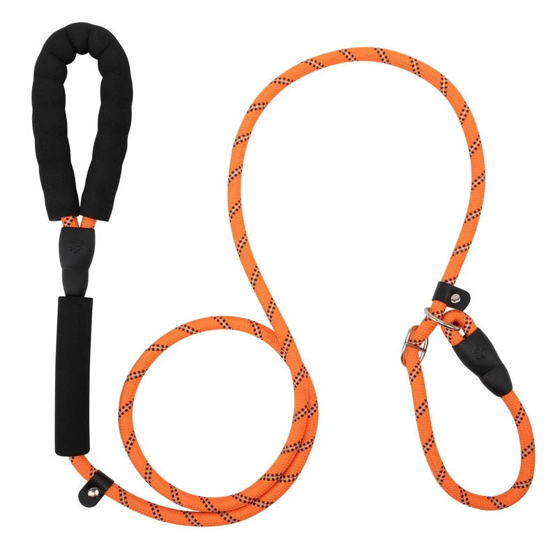 Amrules Laisse Chien 6 Pieds – Poignée Rembourrée, Entraînement et Sécurité, Orange