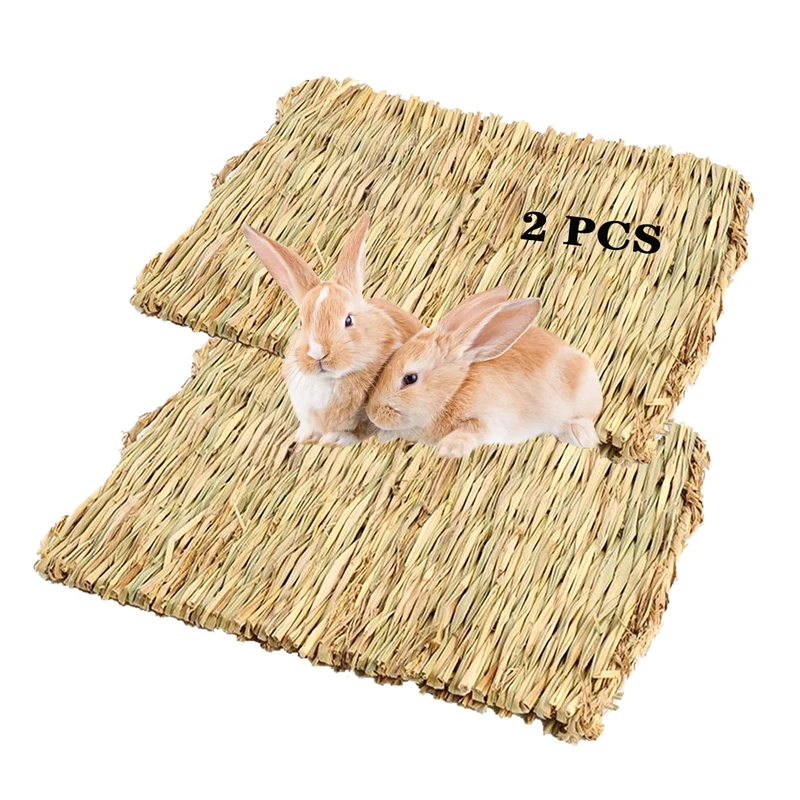 PINVNBY Tapis d'Herbe Naturelle pour Lapins – Lot de 2, Couchage et Jouet Naturel