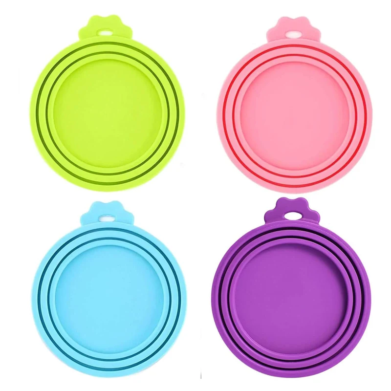 Giozoc 4 packs – Couvercles silicone pour conserves animaux, trois tailles universelles