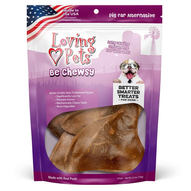 Loving Pets Be Chewsy – Alternative d'oreille de porc pour chiens (4 pièces)