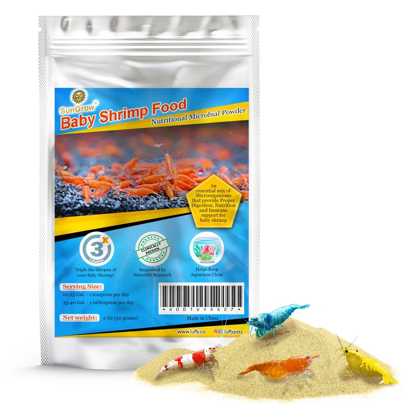 SunGrow Nourriture Bébé pour Crevettes et Alevins – Poudre Jaune Microbienne, Digestion et Développement