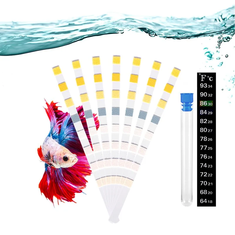 DaToo Kit de Test Aquarium 8 en 1 – Bandelettes Précises (100) Ammoniaque, pH, Température