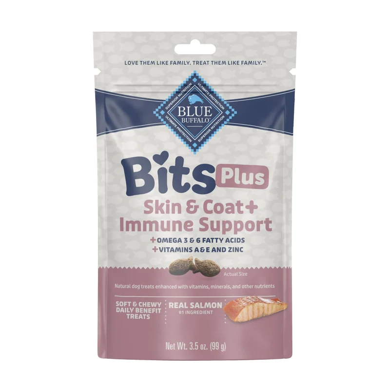 Blue Buffalo Blue Bits Plus Soin peau et pelage et immunité – Friandises moelleuses au saumon 3,5 oz