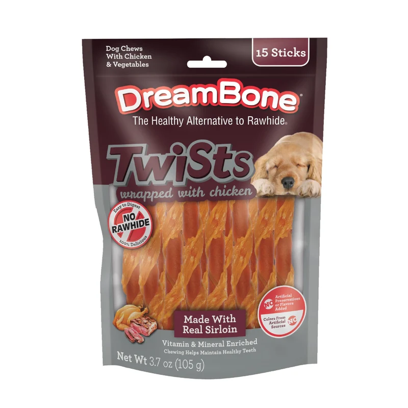 DreamBone Twists en poulet et sirloin – 15 pièces
