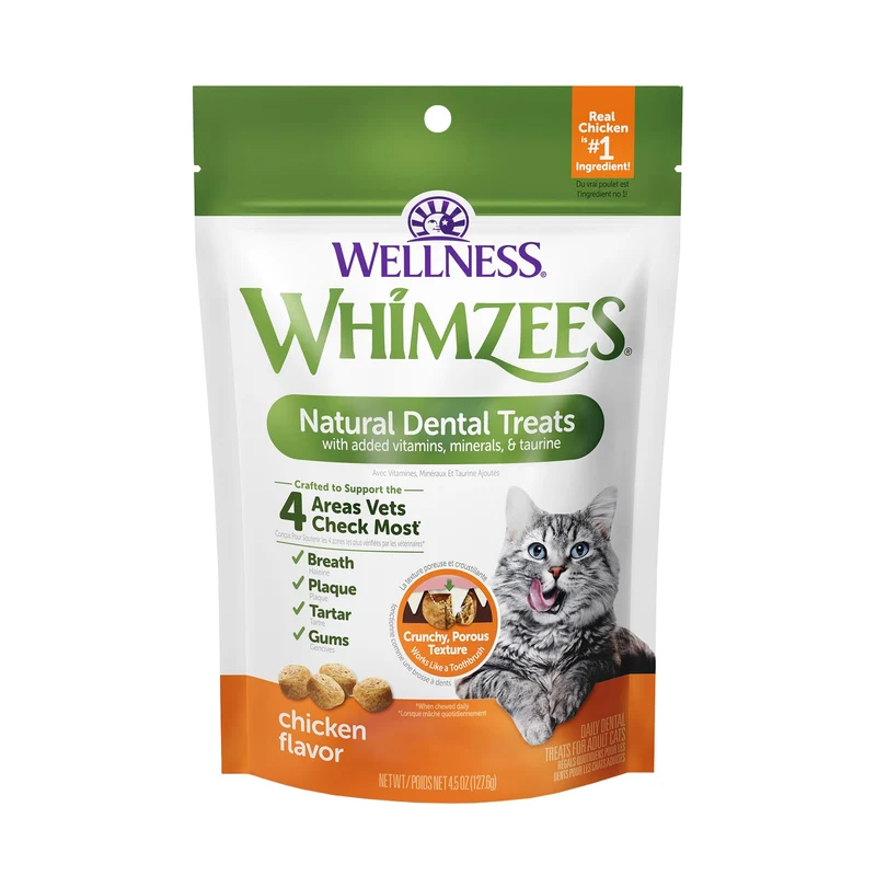 Whimzees Wellness Friandises Dentaires pour Chats – Haleine Fraîche, Saveur Poulet, Sachet 4,5 oz