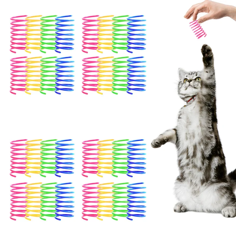Shudyear – Pack de 32 ressorts pour chat, jouets interactifs en plastique colorés (32 pièces)