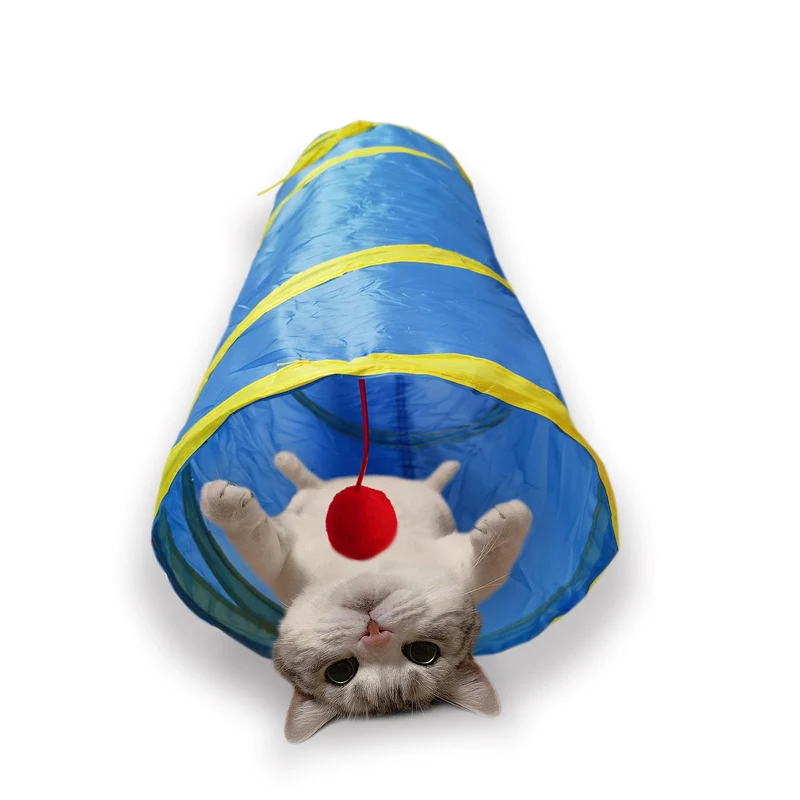 Deofun Tunnel pour Chat – Tunnel intérieur à deux voies pliant, jouet interactif avec boules