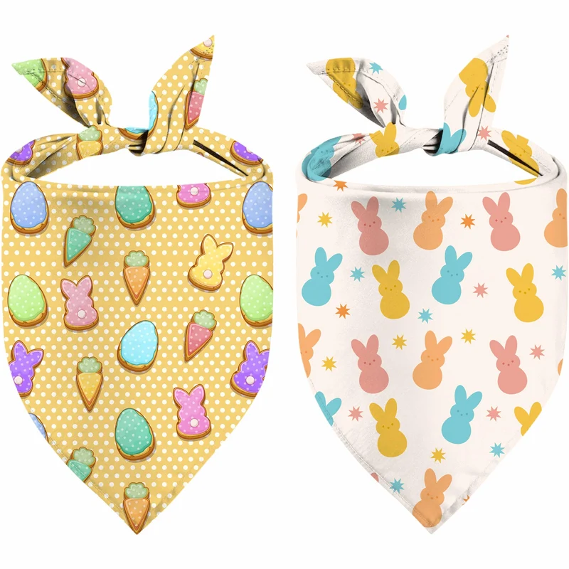 Bandanas XGXHZYLC de Pâques pour chiens et chats – Lot de 2, réglables et doublés