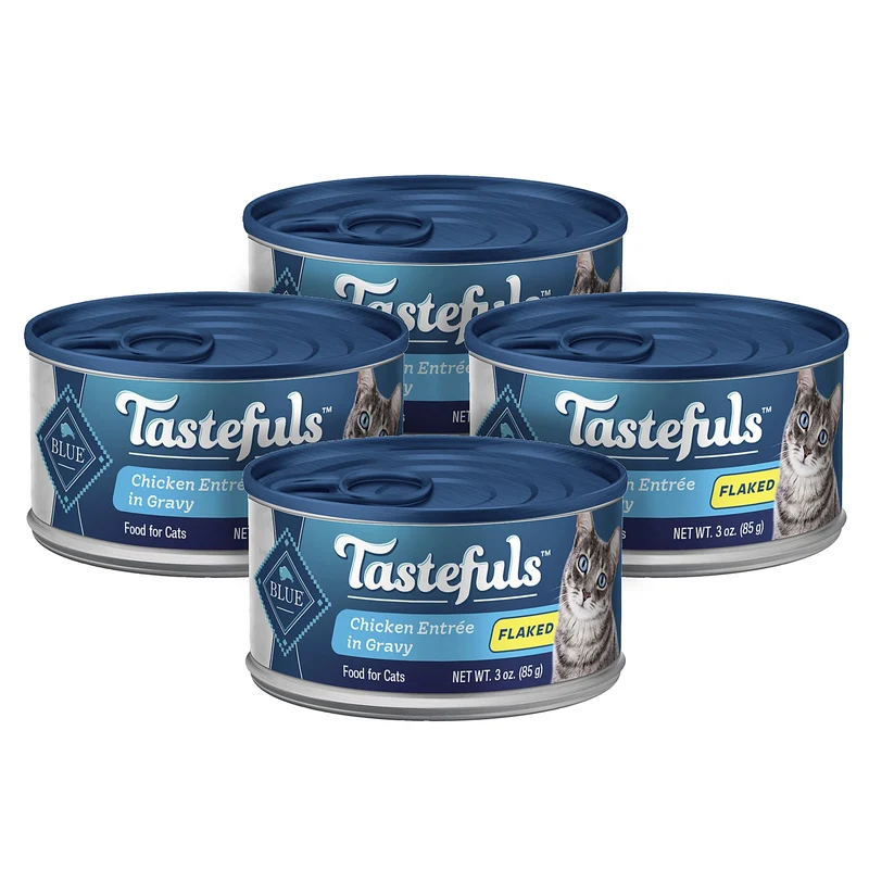 Blue Buffalo Tastefuls – Entrée en Flocons Poulet en Sauce, 3 oz, Pack de 4 boîtes