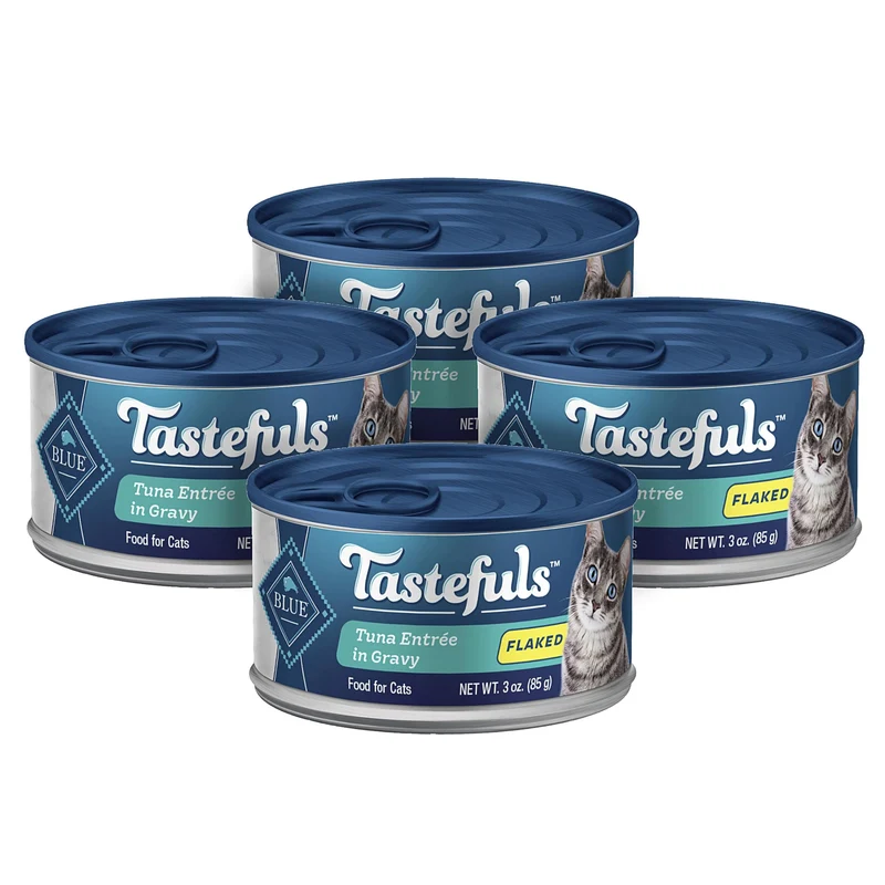 Blue Buffalo Tastefuls Thon en Gravy – Boîtes 3oz (Pack de 4) – Repas humide naturel