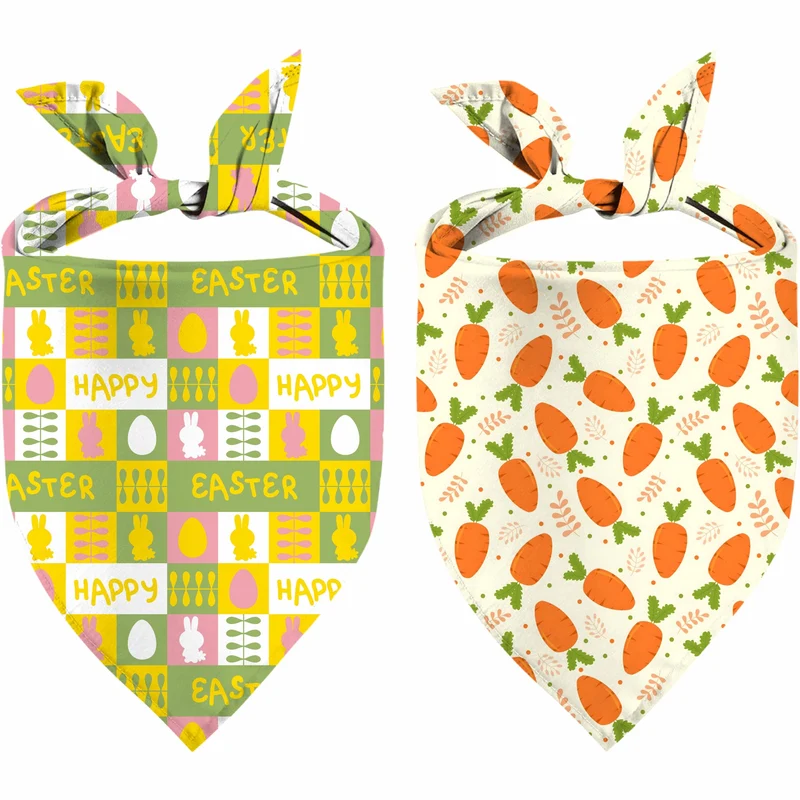 XGXHZYLC Bandanas Pâques pour Chien et Chat – Lot de 2, Ajustables