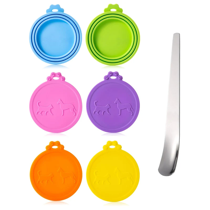 SLSON : 6 Couvercles de Boîtes + Cuillère Inox – Universel pour 3 Tailles Chats/Chiens