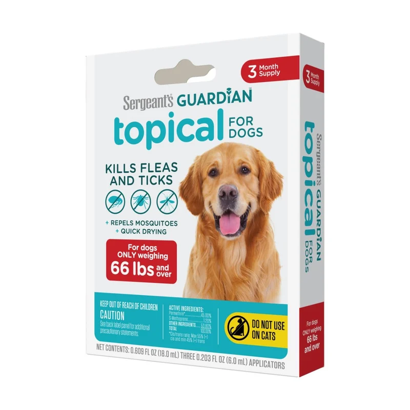 SERGEANT'S Guardian Topique Anti-Puces et Tiques pour Chiens ≥30 kg — 3 Pièces