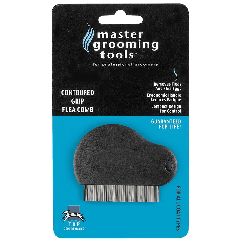 Peigne antipuces à prise ergonomique Master Grooming Tools — Noir, 3 pouces