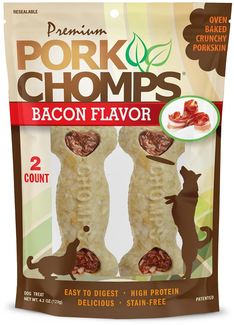 Pork Chomps Os Croquants Bacon 4 pouces – Friandises pour Chiens, 2 pièces