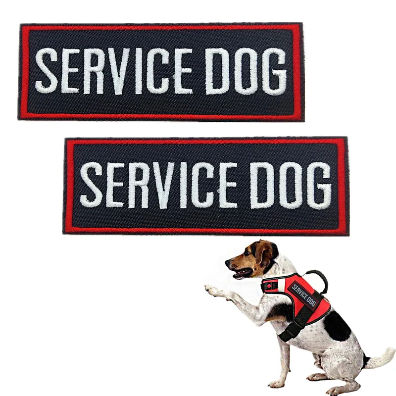 MBOTIROSA – Lot de 2 Patchs Harnais Service Chien avec Bord Rouge