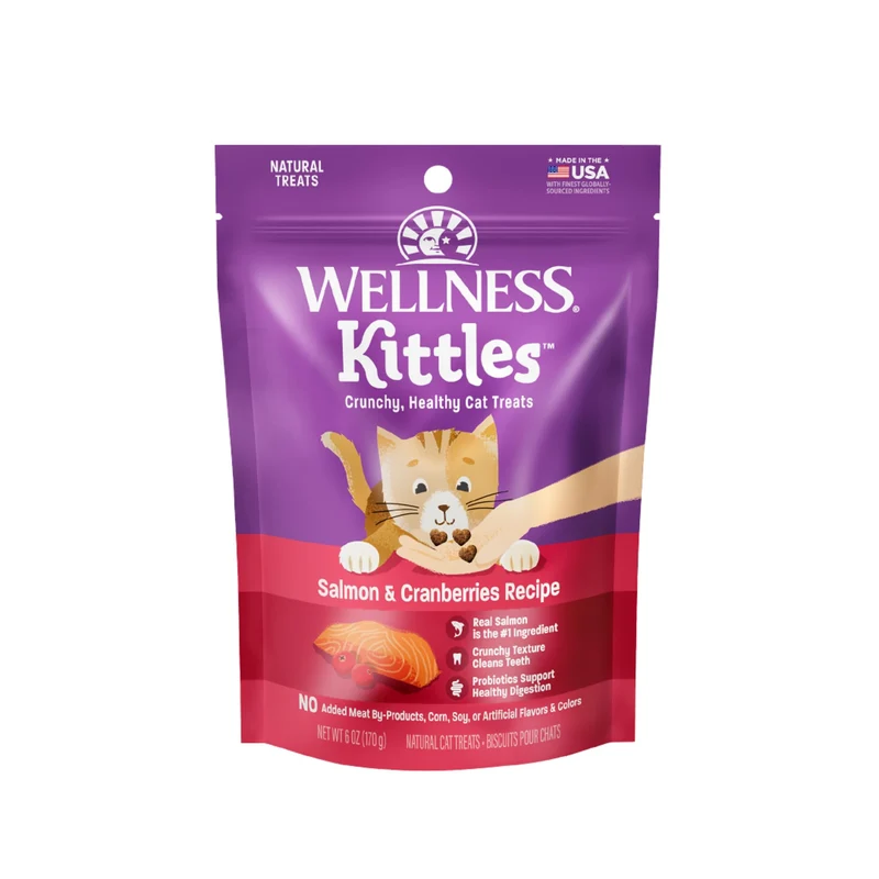 Wellness Kittles Friandises Croquantes Sans Céréales au Saumon et Cranberries – Tout Âge – 170 g