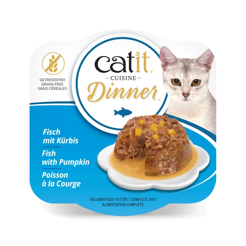 Catit Repas Poisson Blanc et Citrouille – Nourriture humide pour chat, hydratante