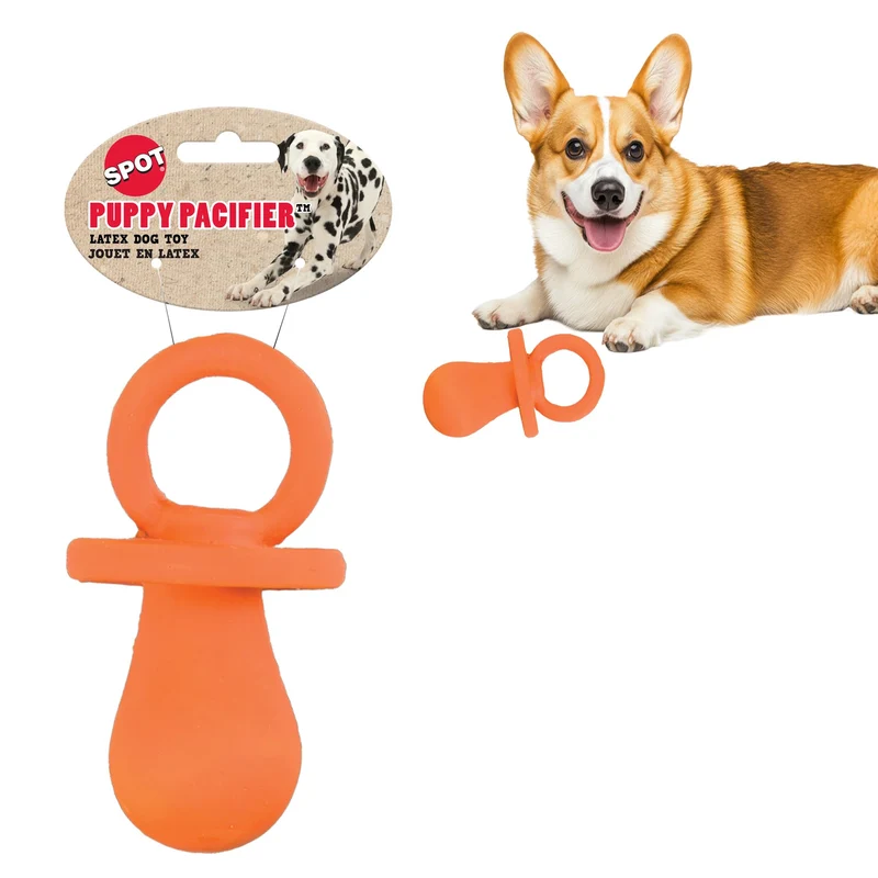 SPOT Pacificateur Puppy en Latex — Jouet pour chiots et petits chiens, forme tétine, 4,5 pouces, sifflet, couleurs assorties