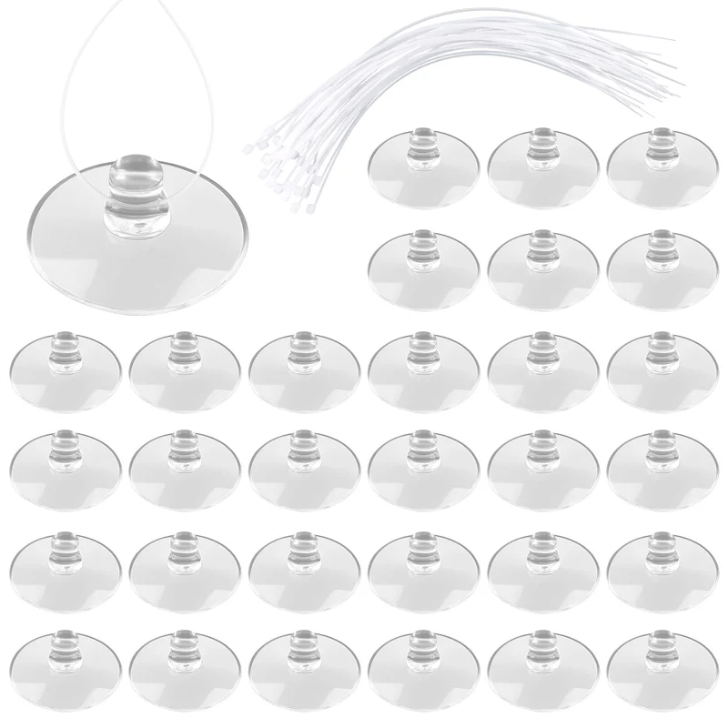 LUSTRIB – 30 ventouses d’aquarium transparentes et 30 attaches réglables sans crochet
