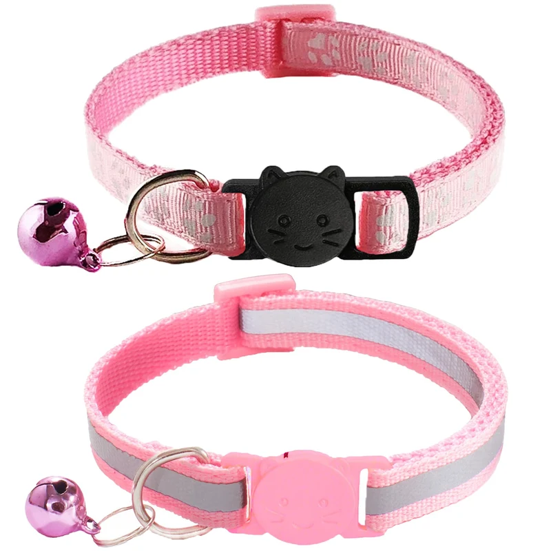 Zulinlong – Lot de 2 colliers pour chat avec boucle de dégagement rapide, cloche et réflectifs, ajustables 7,5–12,5