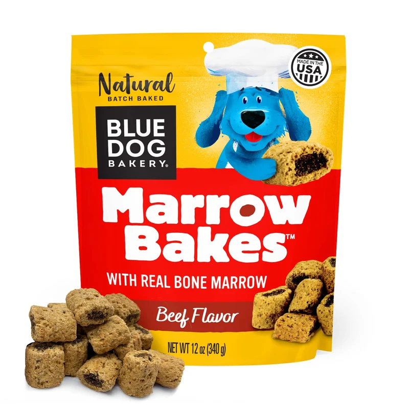 Blue Dog Bakery MarrowBakes Snacks – Friandises croquantes au bœuf, naturelles, 12 onces