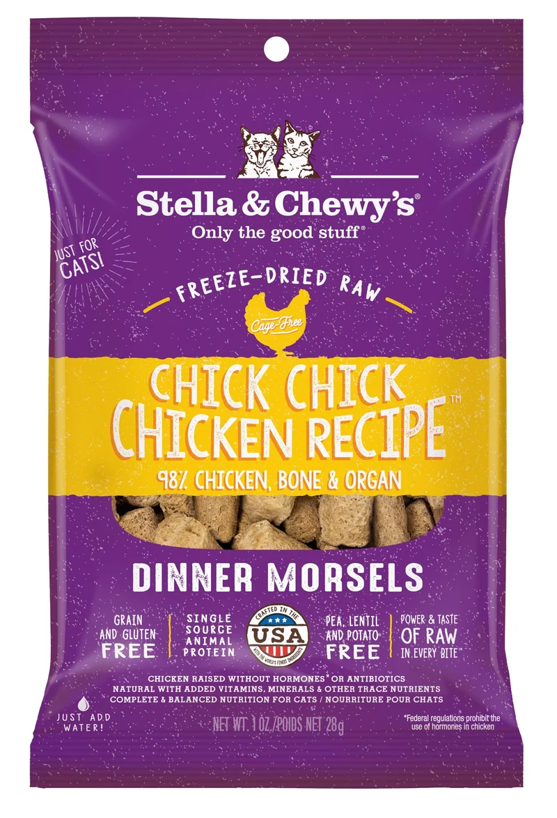 Morceaux de Poulet Séchés Stella & Chewy's – 98% Viande Cage-Free & Organes – Sans Céréales – 1 oz