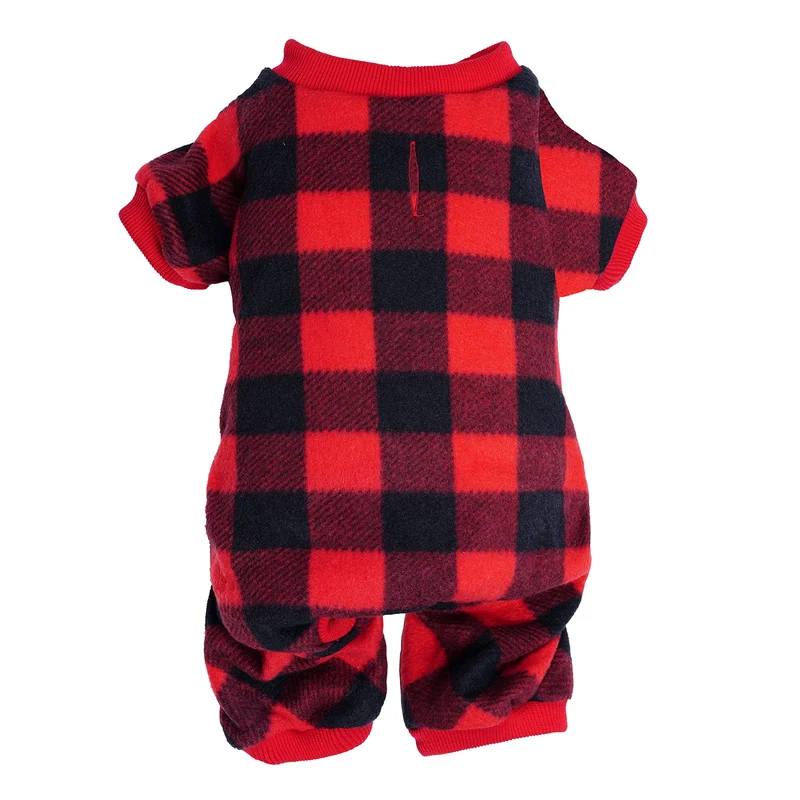 Topbuti Pyjama Noël pour Chiens et Chats – Carreaux Rouge et Noir (M)