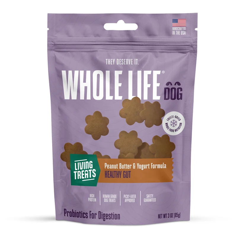 Friandises pour chiens Whole Life – Probiotiques d’origine humaine pour la digestion et la santé intestinale, beurre de cacahuète, 3 oz (pack de 1)