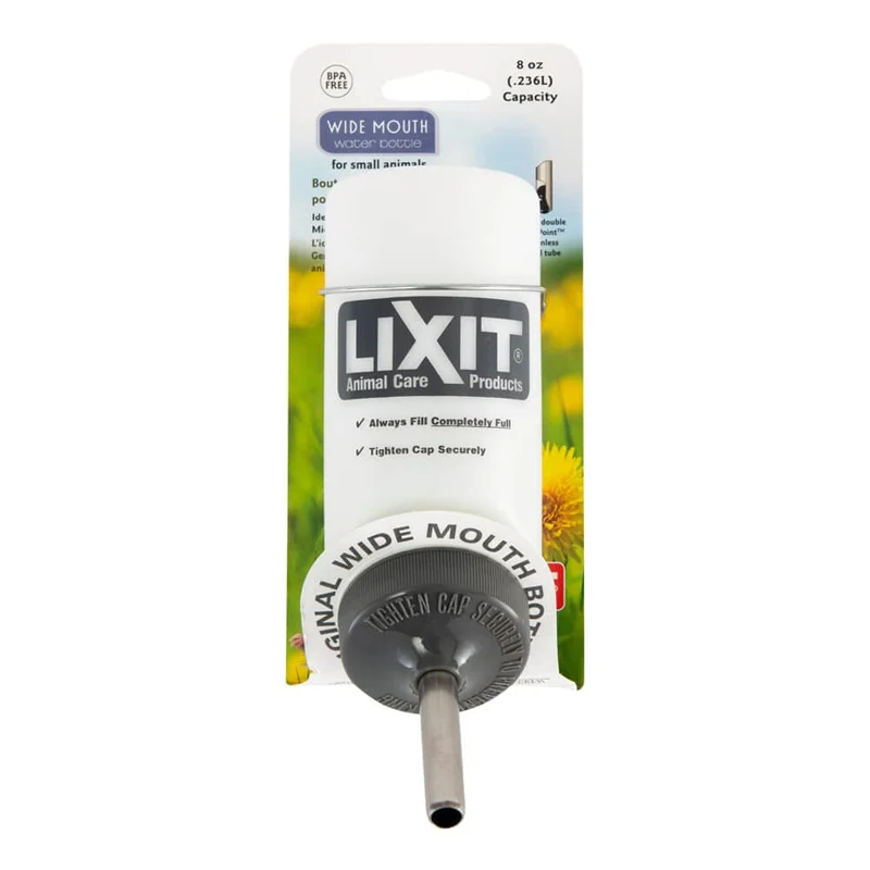 Lixit Bouteille d’eau à grande ouverture sans BPA – 8 onces pour petits animaux