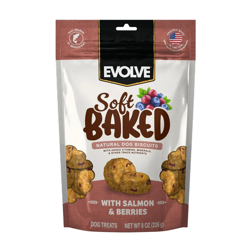 Biscuits pour chiens Evolve Soft Baked Saumon et Baies – Recette tendre, 227 g