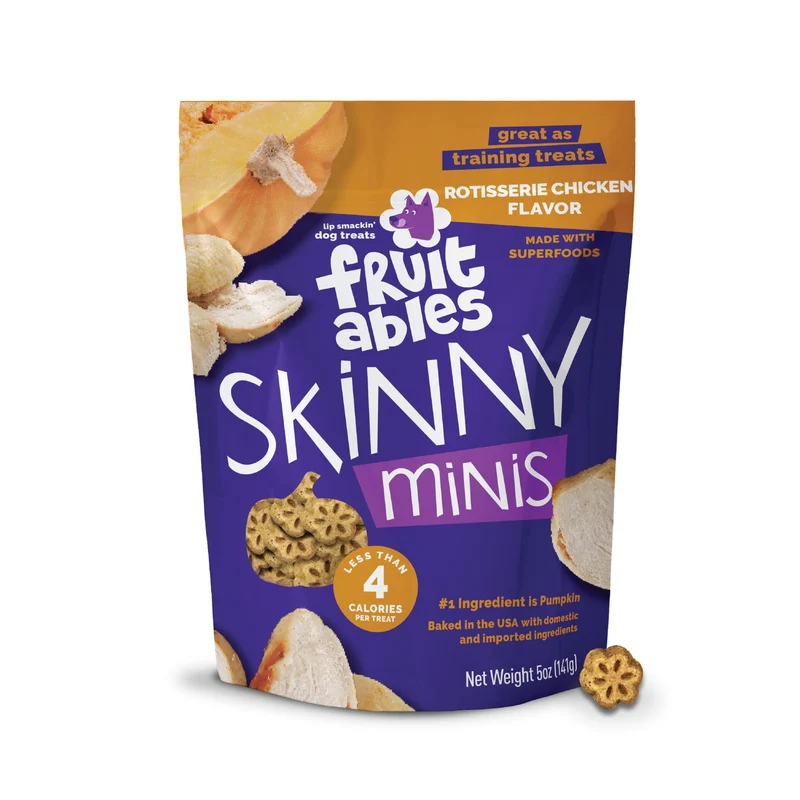 Fruitables Skinny Minis – Friandises pour chiens, faibles calories, saveur rotisserie poulet – Fabriqué aux États-Unis | 5oz