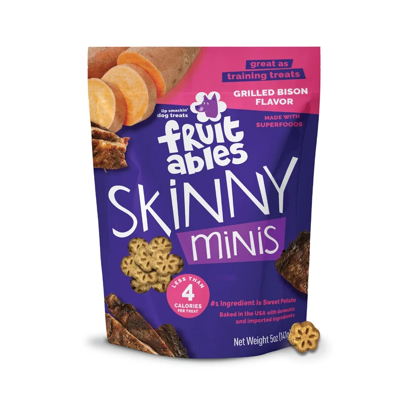 Fruitables Skinny Minis – Friandises pour Chiens au Bison Grillé, Faible Calories, Sans Blé, Maïs ou Soja, Fabriqué aux États-Unis, 142 g