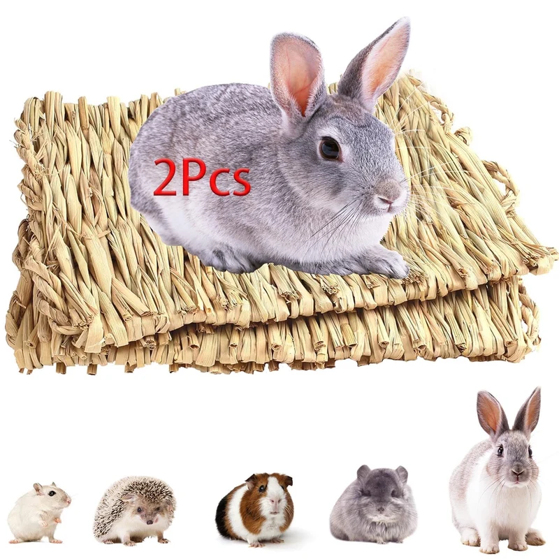 COTELEEC – 2 Tapis d’Herbe Naturelle en Paille pour Lapin et Petits Animaux