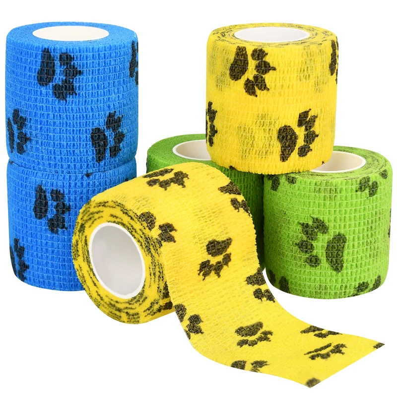 FGBNM – Lot de 6 Bandages Vet Wrap 2 Pouces, Adhésifs et Non Tissés, Pour Chiens et Autres Animaux
