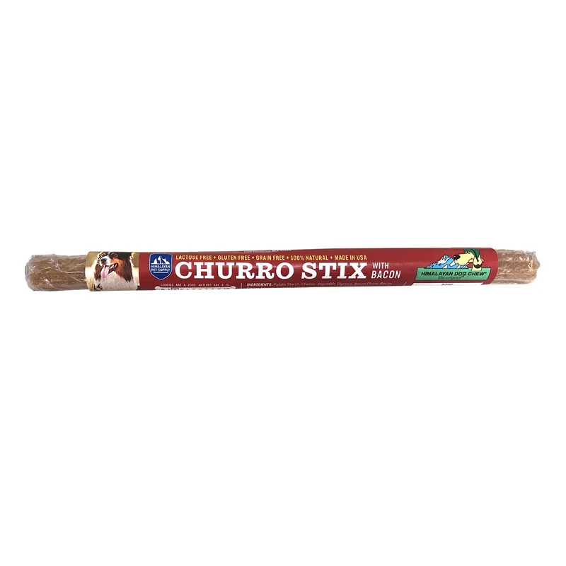 Yaky CHURRO – Friandise au fromage Himalayen pour chien | Sans lactose | Sans gluten | Sans céréales | Fabriqué aux États-Unis | Pour toutes les races | 1 x 10 pouces | Saveur bacon réel