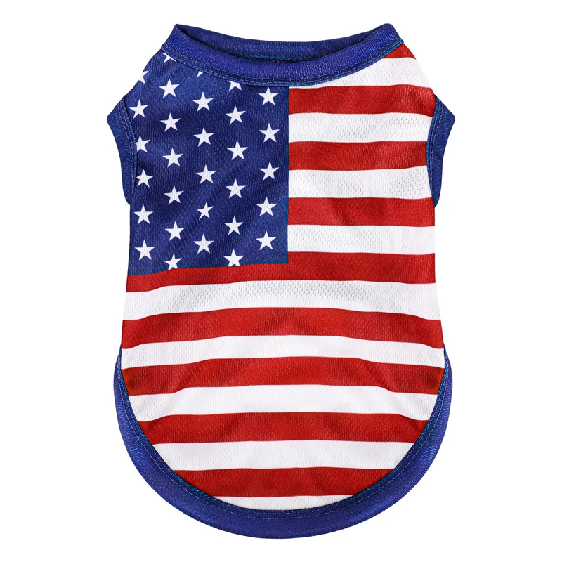 Paiaite Gilet Chien Drapeau Américain – Tissu Bleu M, Confort Quotidien et Style Patriote