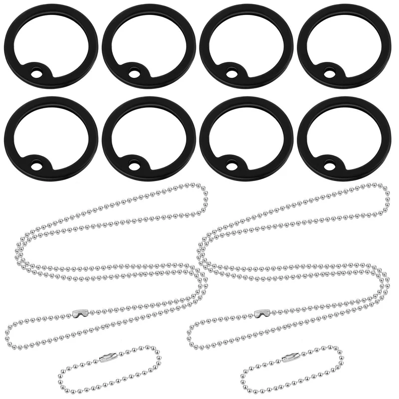 Weewooday – Silencieux en silicone pour médaillon d'identification et chaînes en acier inoxydable (8 pièces + 4 chaînes)