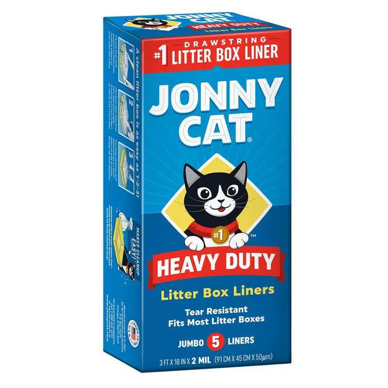 Jonny Cat Sacs Litière Résistants 2 mil – Fermeture à Cordon Jumbo (5 pièces)