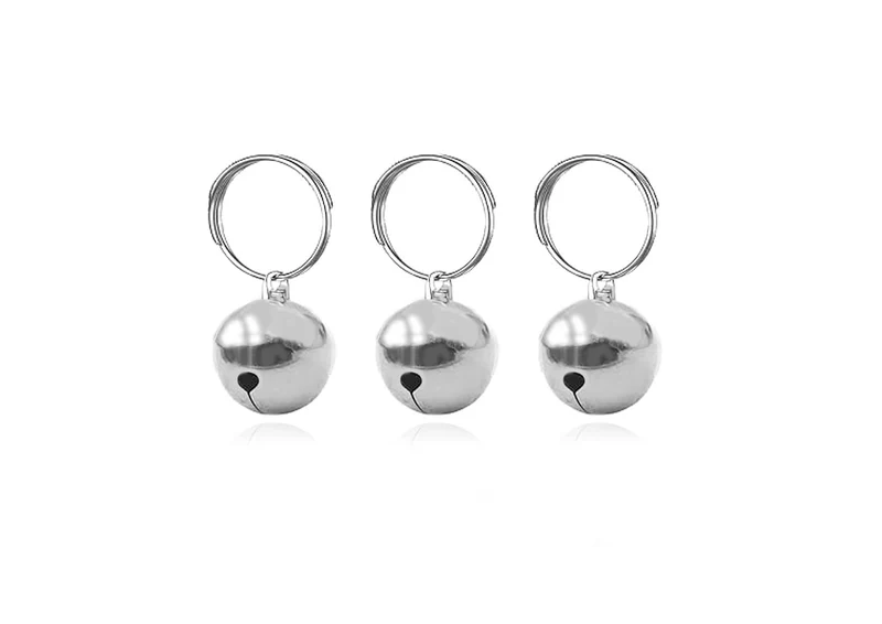 SKYPIA 3 Pack Cloche Anti-Perte pour Collier Chien et Chat - Acier Inoxydable Argenté 12 mm
