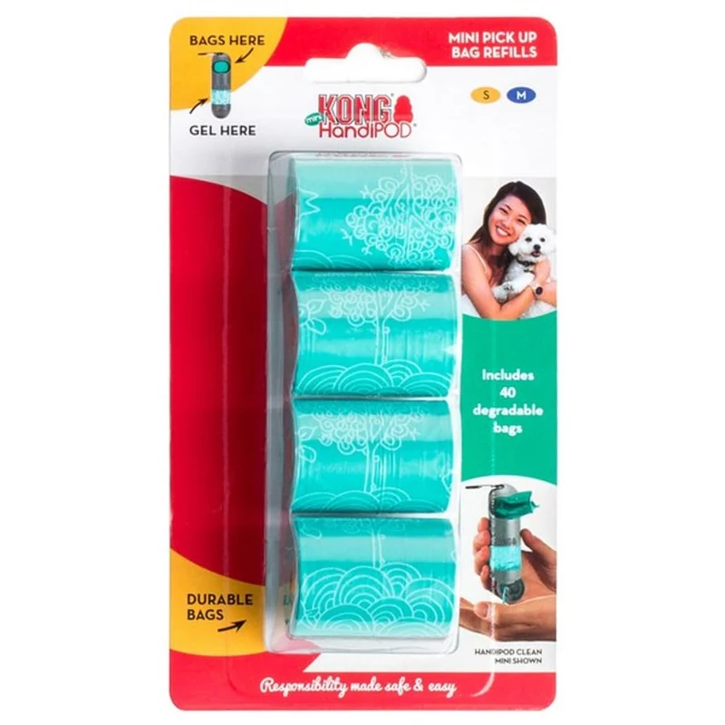 KONG HandiPOD Mini – Recharges de Sacs Poubelle Biodégradables (40 Sacs)