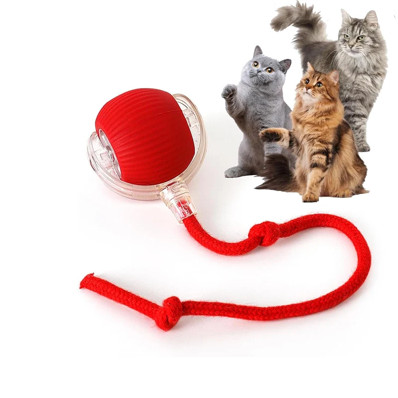 Rocfish - Jouet interactif pour chats d’intérieur | Balle de poursuite automatique (Rouge)