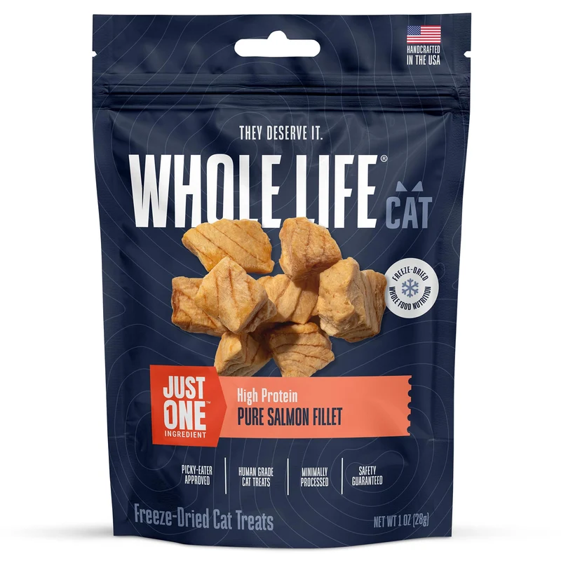 Whole Life Cat Just One Salmon — Friandises saumon lyophilisé, haute protéine, fabriqué aux États‑Unis